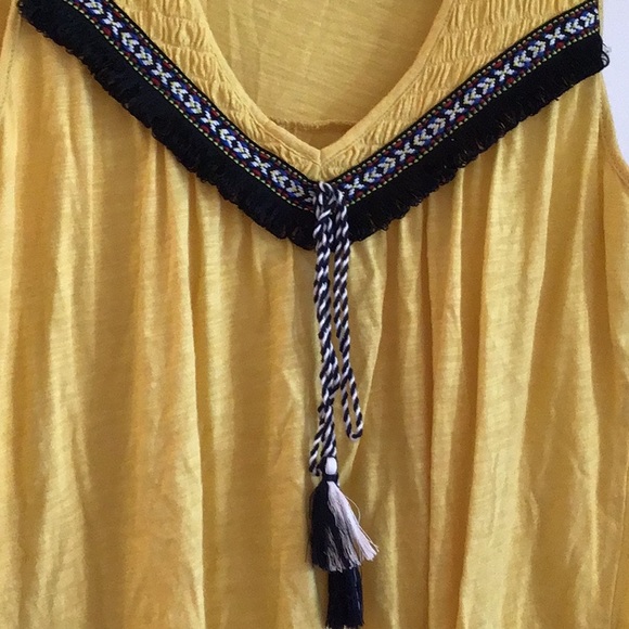 Smock style, embellished swingy cotton tank. Size L - Picture 2 of 7